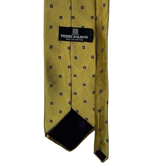Pierre Balmain Paris 100% Italian Silk yellow tie - Picture 1 of 4